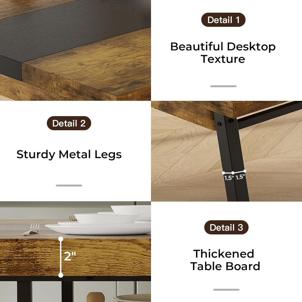 Brown 71-inch Rectangular Metal Frame Dining Table X6413