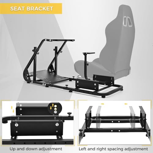 Reinforced Stabilizing Racing Steering Wheel Cockpit Adjustable Driving Simulator TV Stand O45599