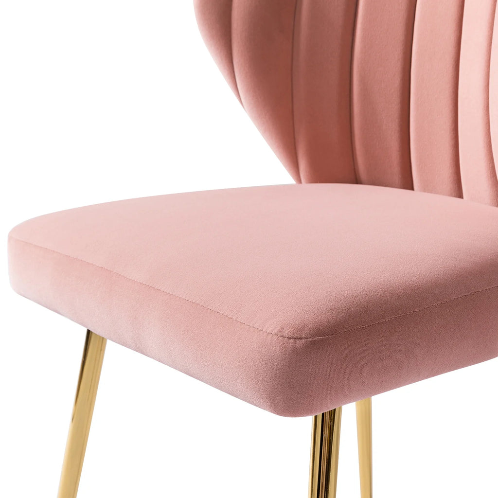 Pink Velvet Upholstered Accent Chair with Gold Metal Legs U794264