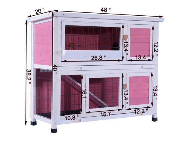 40x22 Wooden Rabbit Hutch Pet Cage Pink A59009