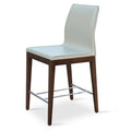 Walnut Bar Stool Base with Bone Upholstery M350816