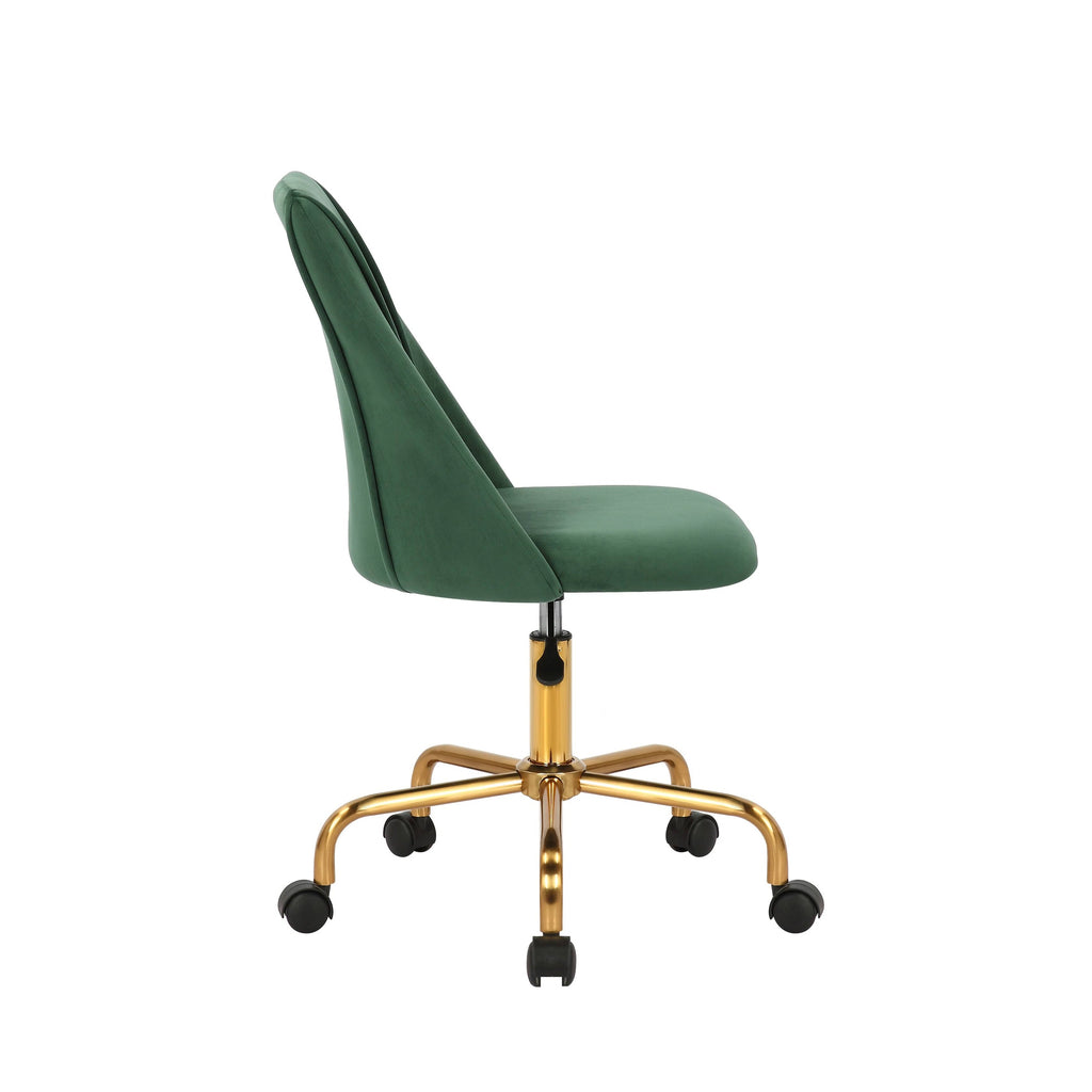 Aqua Velvet Armless Office Chair with Gold Metal Legs Z251354