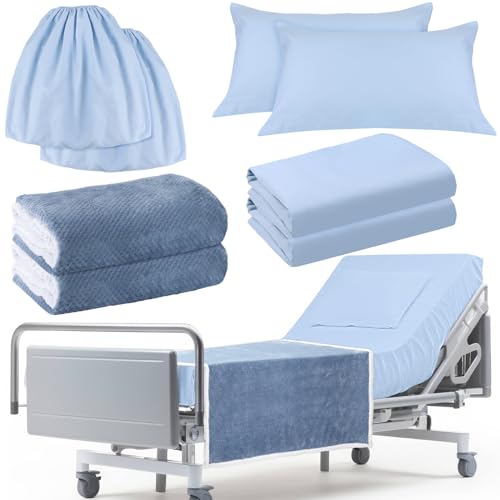 4 Pcs Hospital Bed Sheets Set, Soft Knitted Standard Sheets, Blue P312562
