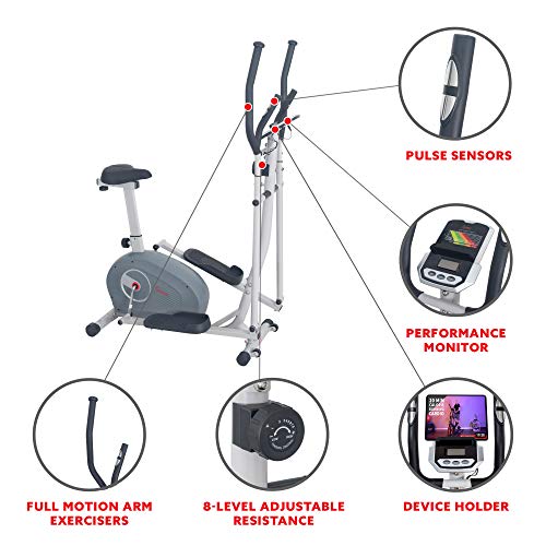 2-in-1 Magnetic Elliptical Upright Bike with Adjustable Seat D645