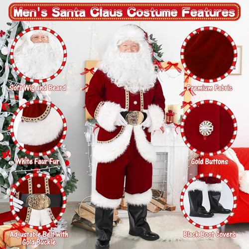 11 Pcs Deluxe Velvet Santa Claus Costume Set Y2243