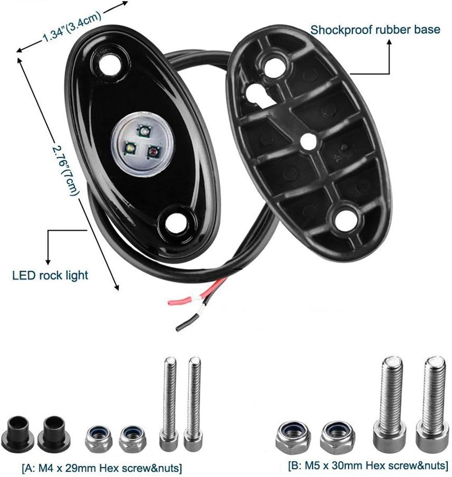 8 Pod RGB LED Rock Lights Kit with Bluetooth Control Waterproof G360