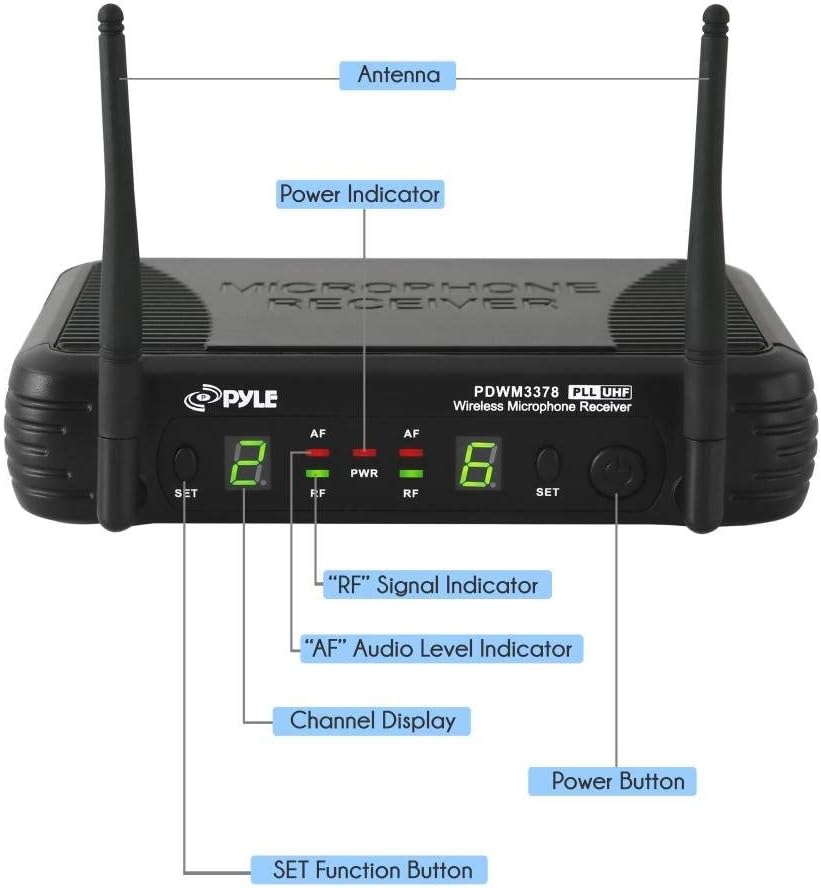 Black Wireless Microphone System with Headset and Lapel Mic Y701