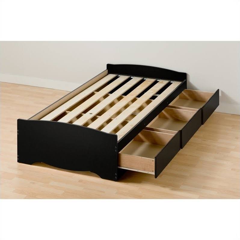 Black Twin XL Bookcase Platform Storage Bed G675171