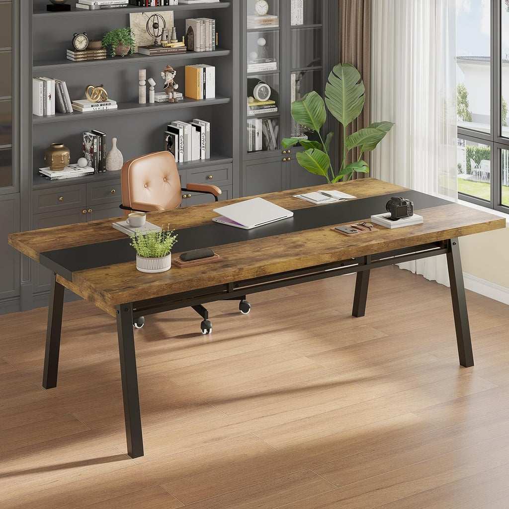 Brown 71-inch Rectangular Metal Frame Dining Table X6413