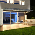 Gray LED Motorized Retractable Patio Awning E573991