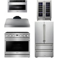 36 Gas Range, Range Hood, Refrigerator, Microwave and Wine Cooler E43372