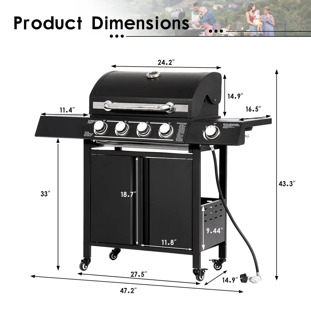4-Burner Propane Gas Grill with Side Burner R34623