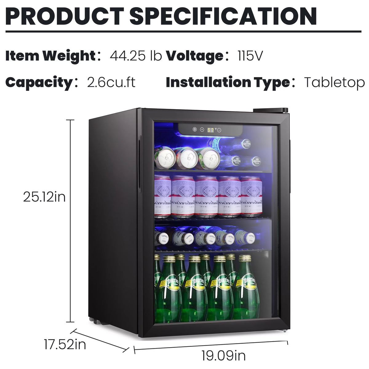 1.6cu.ft Wine Cooler Cabinet Beverage Mini Fridge Black E99737