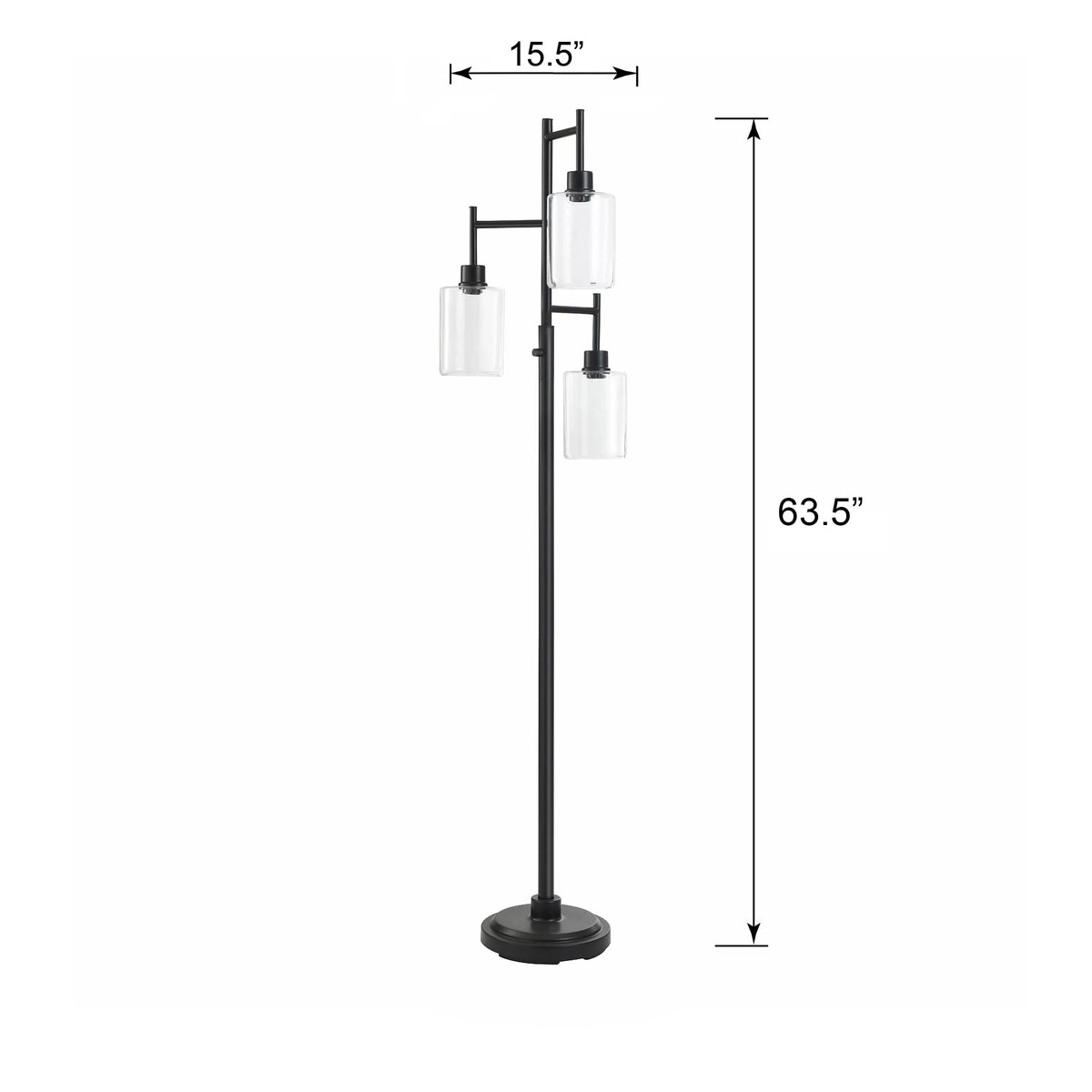 Black 3-Tier Floor Lamp with Glass Shades I18806