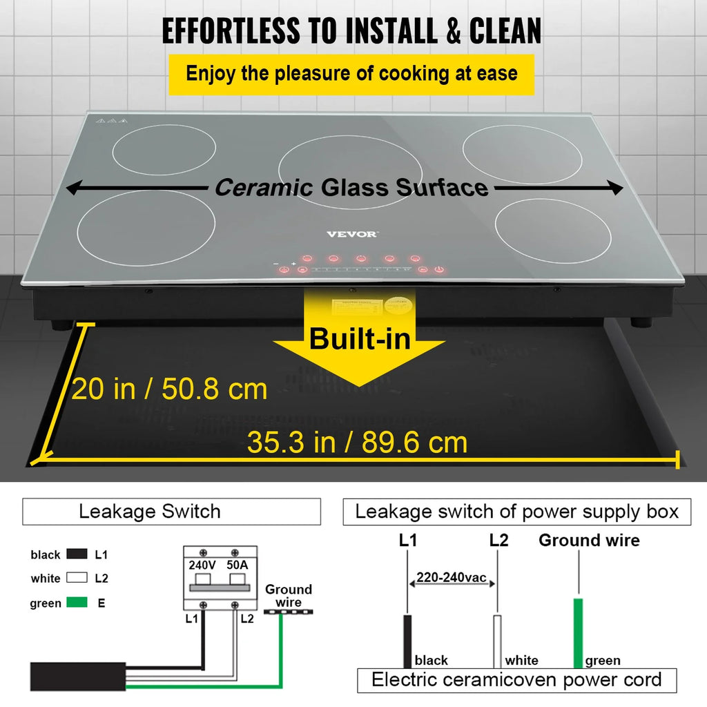5 Burners 35 Inch Electric Induction Cooktop S78915