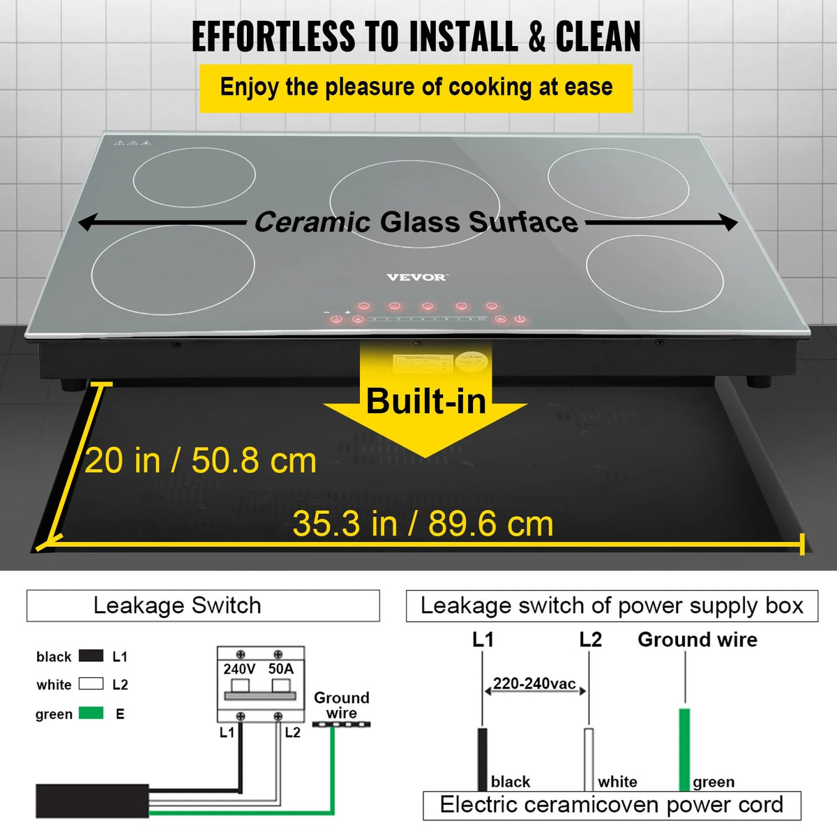 5 Burners 35 Inch Electric Induction Cooktop S78915