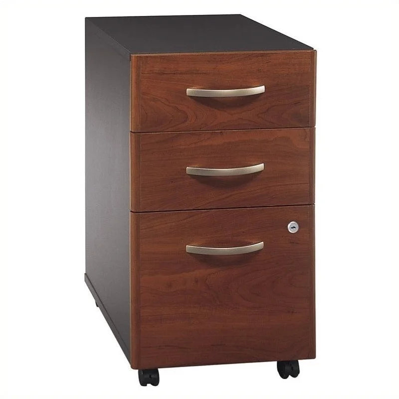 66" Desk Shell and 3 Drawer Mobile Pedestal Set in Cherry I3558