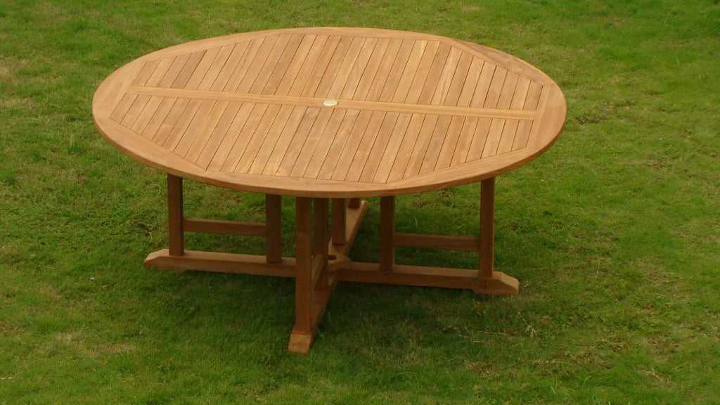 Grade-A Teak 9 Pc Dining Set: 72" Round Table And 8 Stacking Arm Chairs I2685