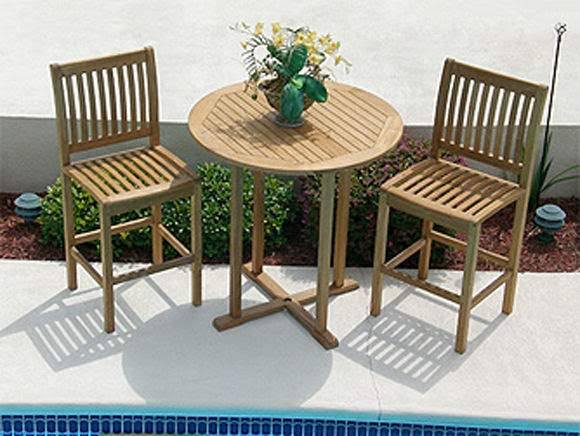 Round Teak Patio Bar Table O488