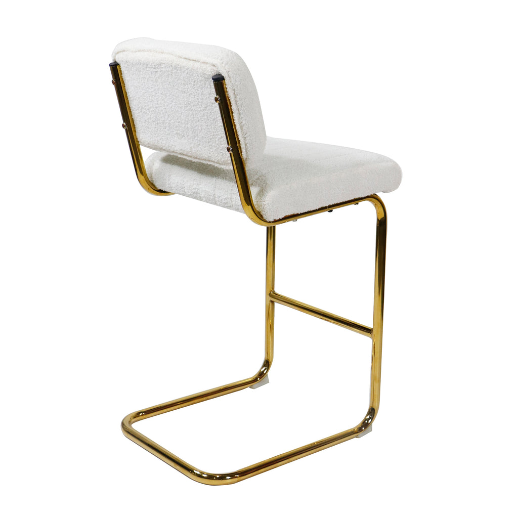 Ivory Boucle Fabric Counter Height Bar Stools Set of 2 E806114