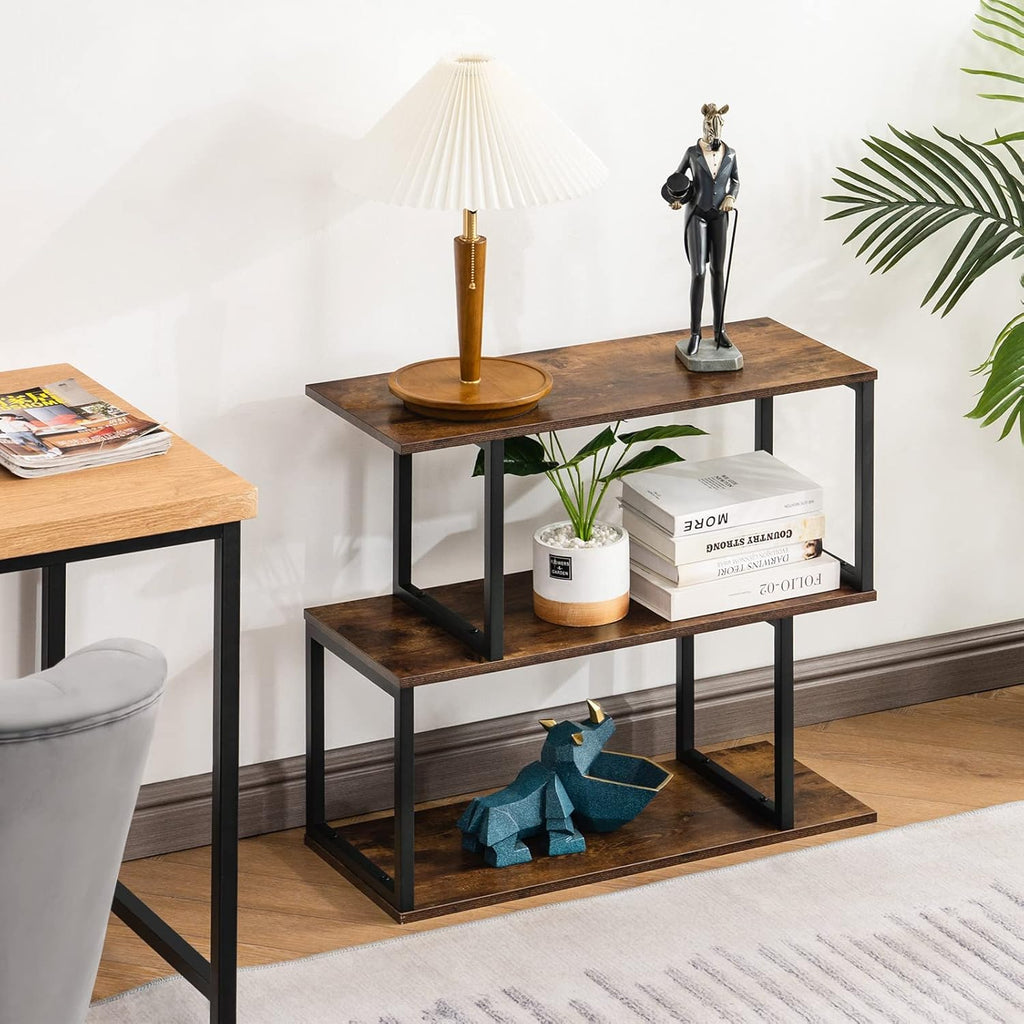 2-Tier S-Shaped Wooden Bookshelf N505384