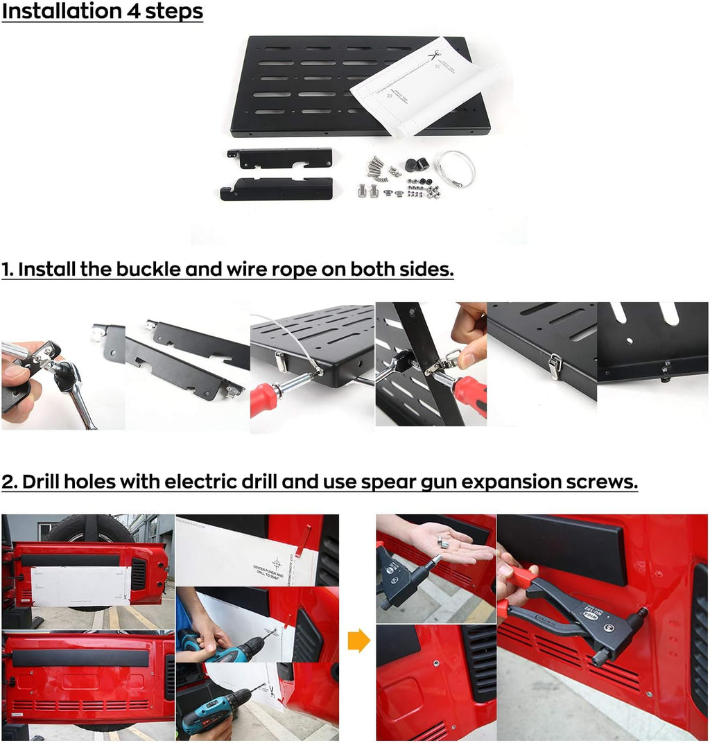 Black Foldable Tailgate Table Storage Shelf M15569