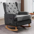 Dark Grey Upholstered Rocking Chair with Side Pocket A489151