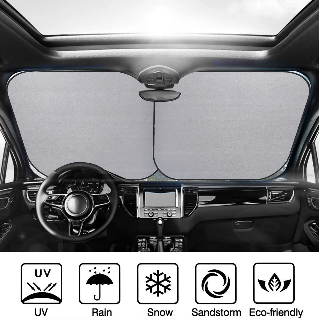 Blue Glitter Windshield Sun Shade 2-Piece Foldable Car Front Window Sunshade X684831