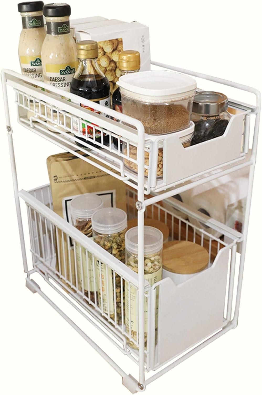 Black Stackable Under Sink Organizer with Sliding Drawer Q736