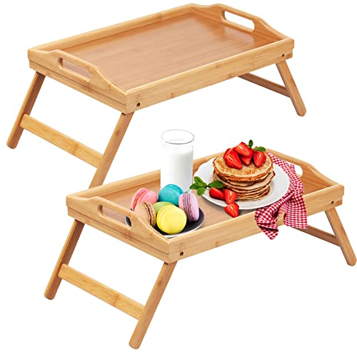 Bamboo Bed Tray Table with Foldable Legs 2 Pack Y64182