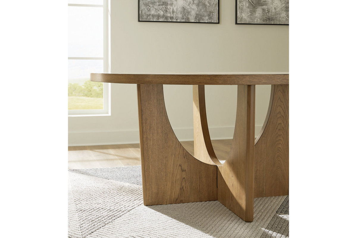 Round Wood Dining Table in Natural Light Brown X13410