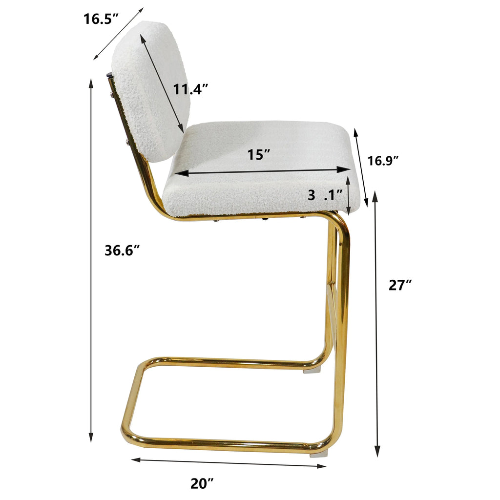 Ivory Boucle Fabric Counter Height Bar Stools Set of 2 E806114