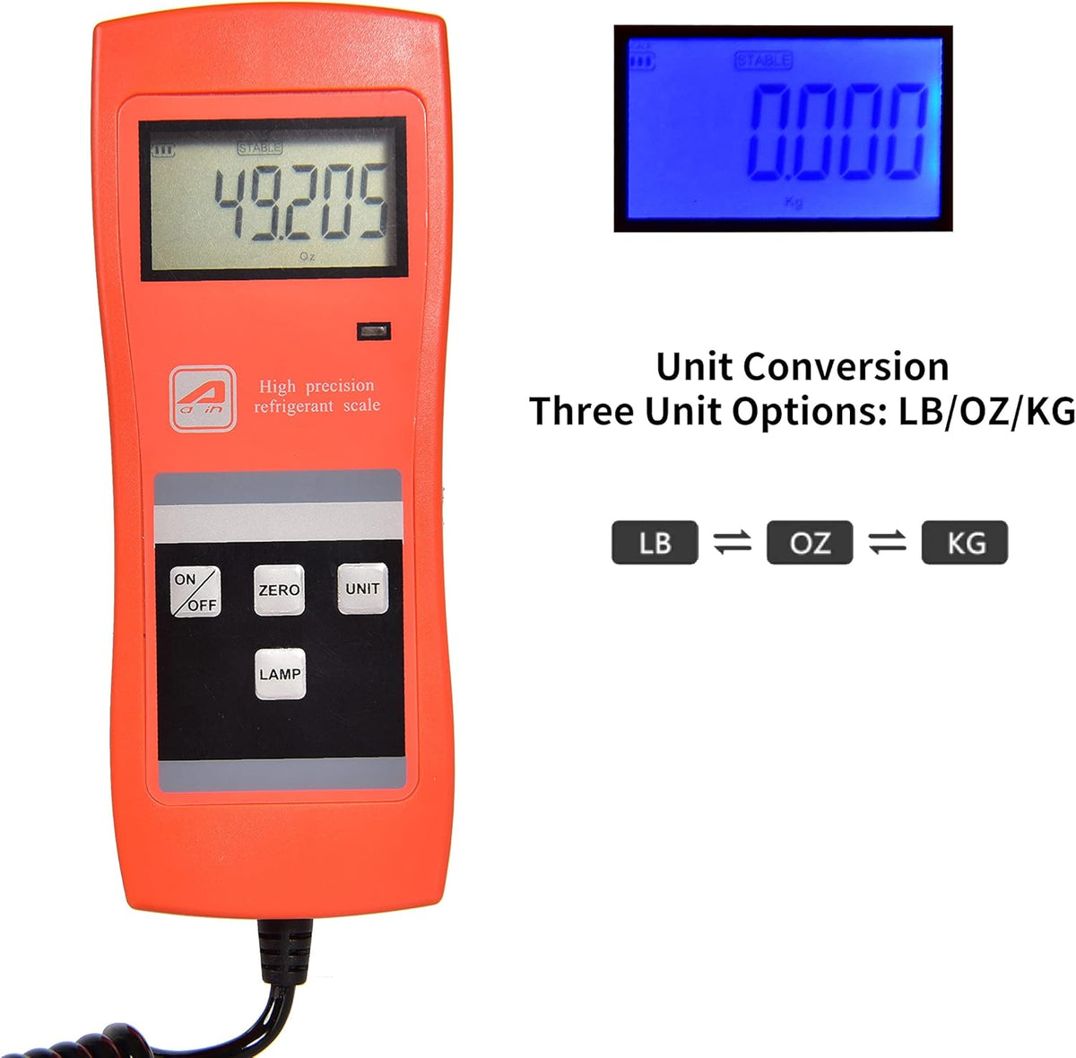 Digital Refrigerant Charging Weight Scale 220Lbs with LCD Display X813