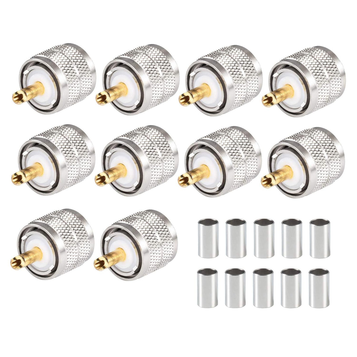 （Pack of 10） UHF Male PL-259 Plug Crimp for RG8X LMR240 Cable Straight RF Coaxial Adapter Connector D955