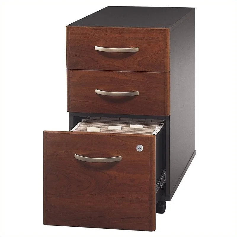 66" Desk Shell and 3 Drawer Mobile Pedestal Set in Cherry I3558