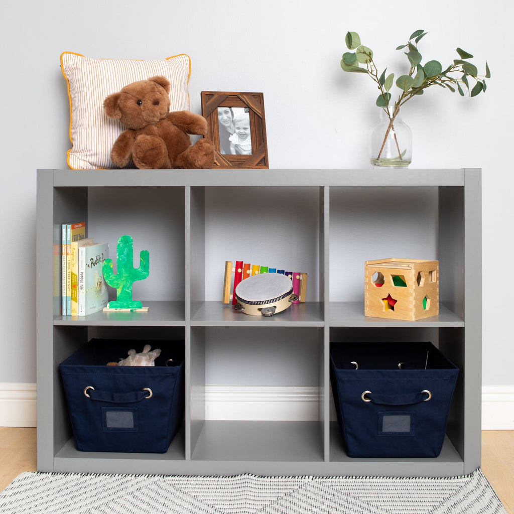 Medium Rectangular Canvas Bins, Set of 2, Blue D86344