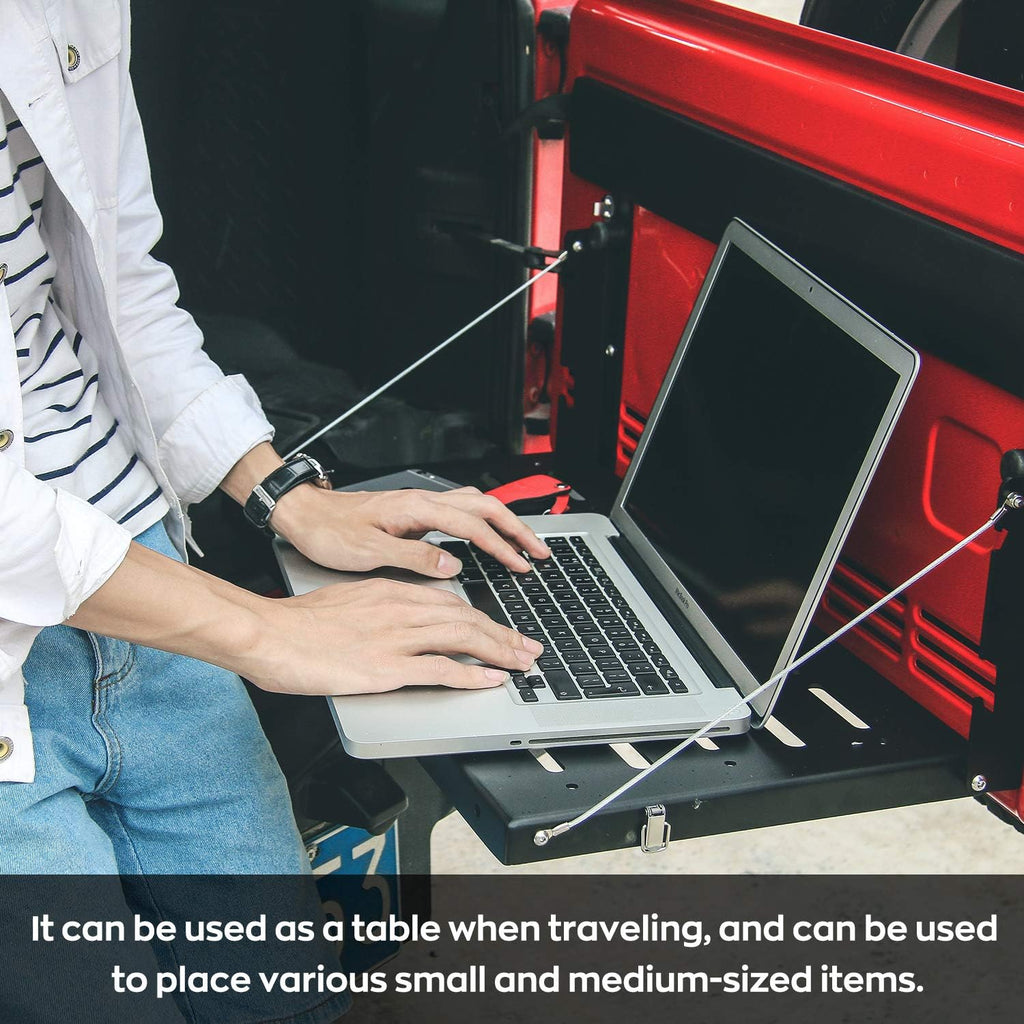 Black Foldable Tailgate Table Storage Shelf M15569