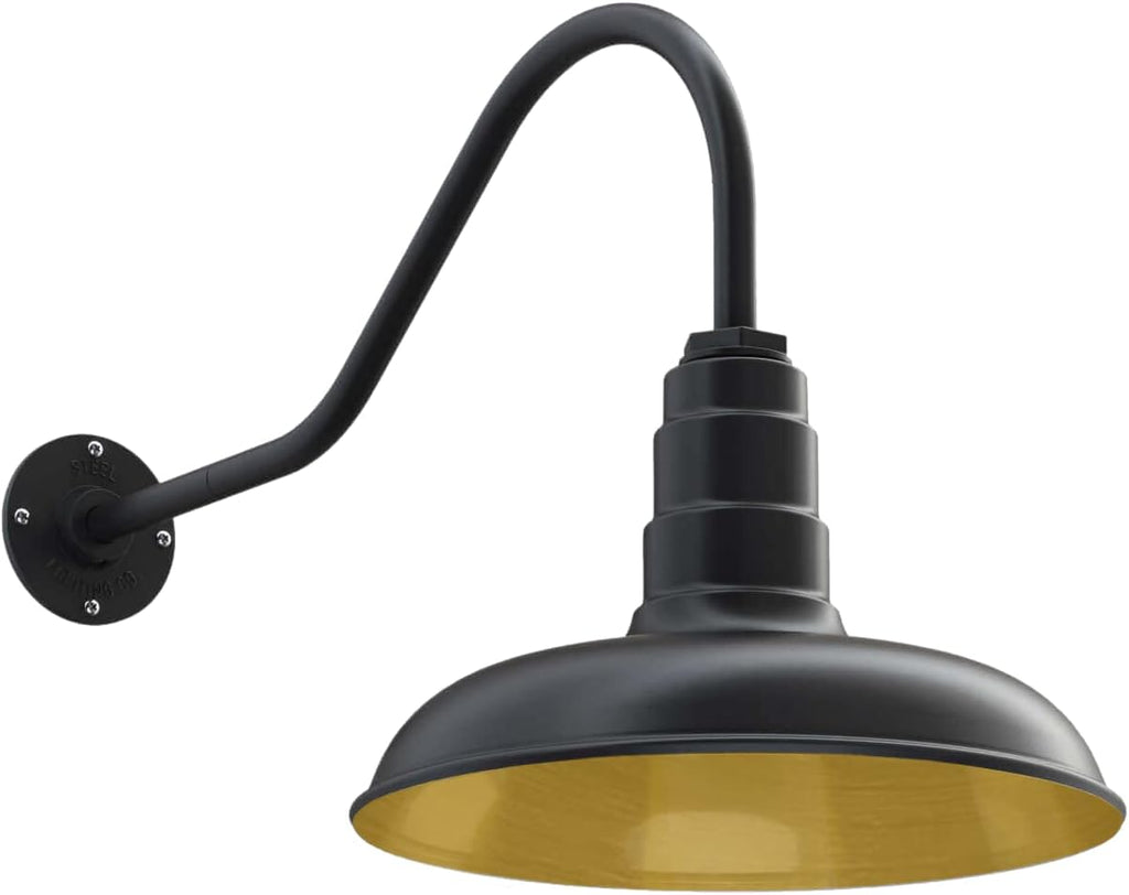 Gooseneck Barn Light with Steel Dome, 16 Gooseneck, Black D268398