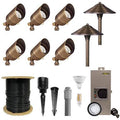 Brass Landscape Lighting Kit 6 Spotlights 2 Path Lights N68682