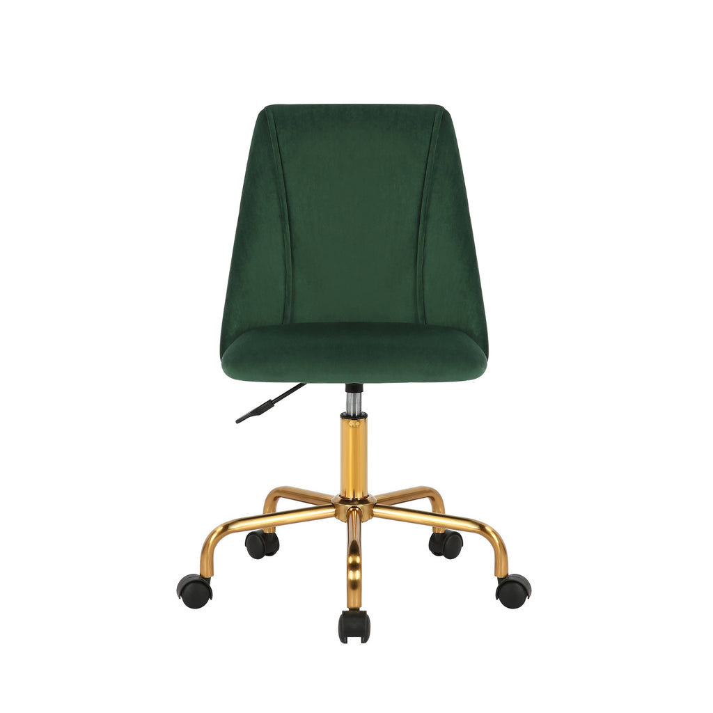 Aqua Velvet Armless Office Chair with Gold Metal Legs Z251354