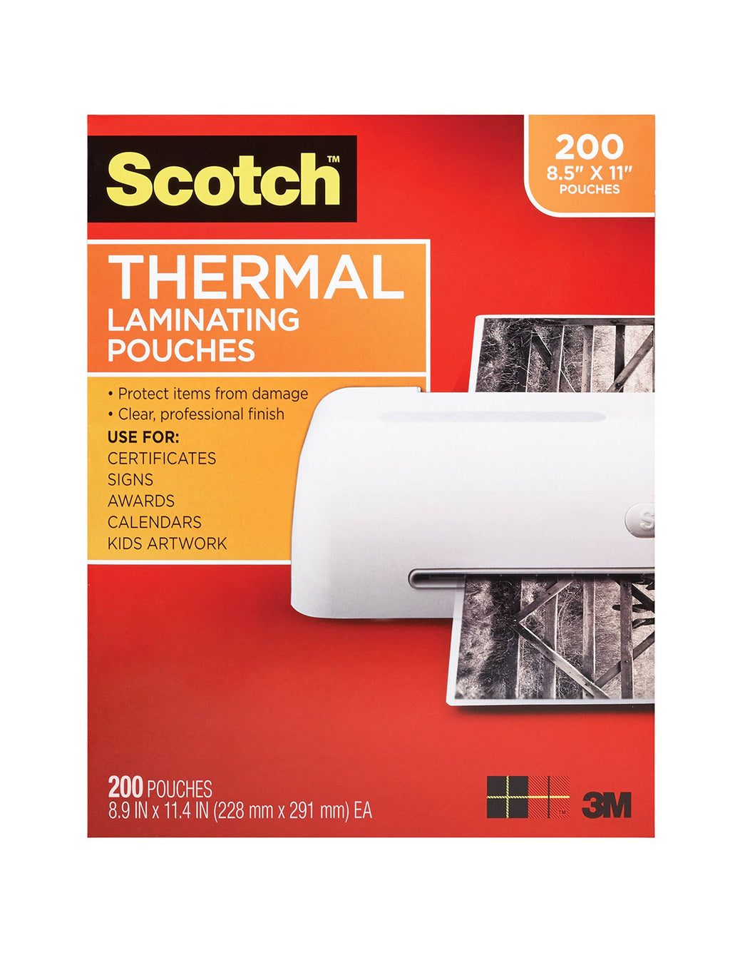 Thermal Laminating Pouches, 8.9 x 11.4-Inches, 3 Mil Thick, 200-Pack, Clear X212