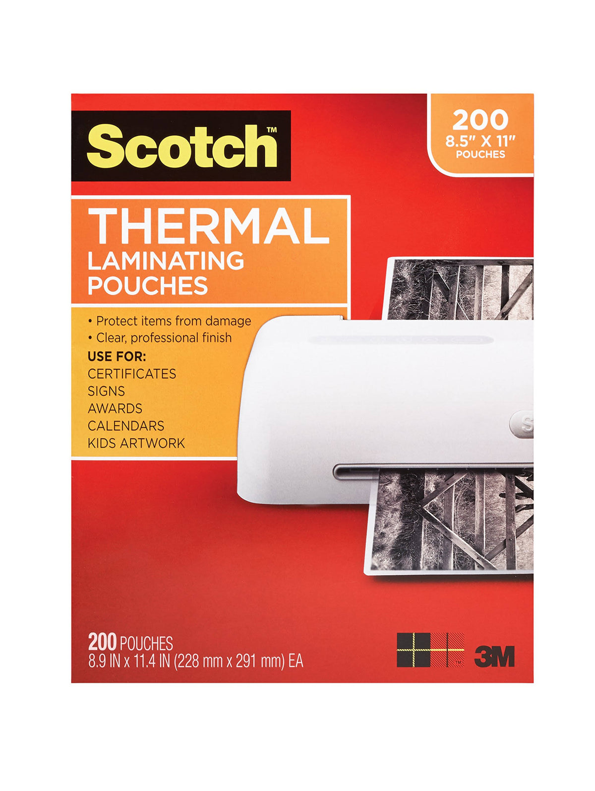 Thermal Laminating Pouches, 8.9 x 11.4-Inches, 3 Mil Thick, 200-Pack, Clear X212