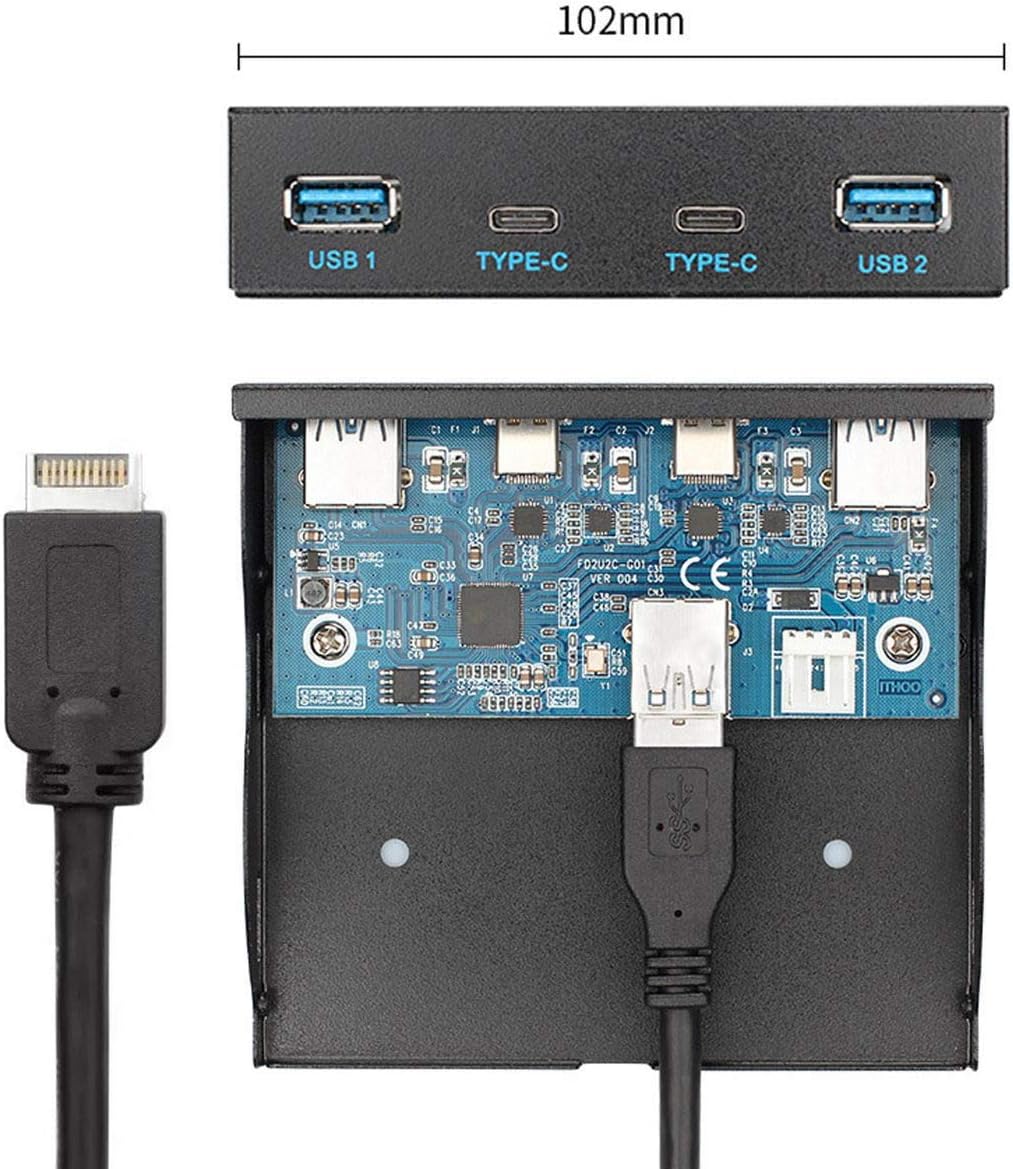 USB 3.1 Front Panel Header to USB-C & USB 3.0 HUB 4 Ports Motherboard Cable W1924