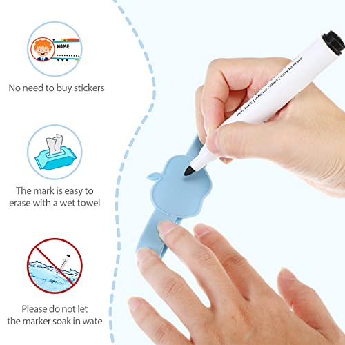 16 Pcs Reusable Waterproof Silicone Baby Bottle Name Labels with Dry Erase Marker L14093