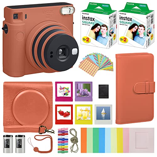Chalk White Instant Camera with Carrying Case and 40 Sheets Film B11584