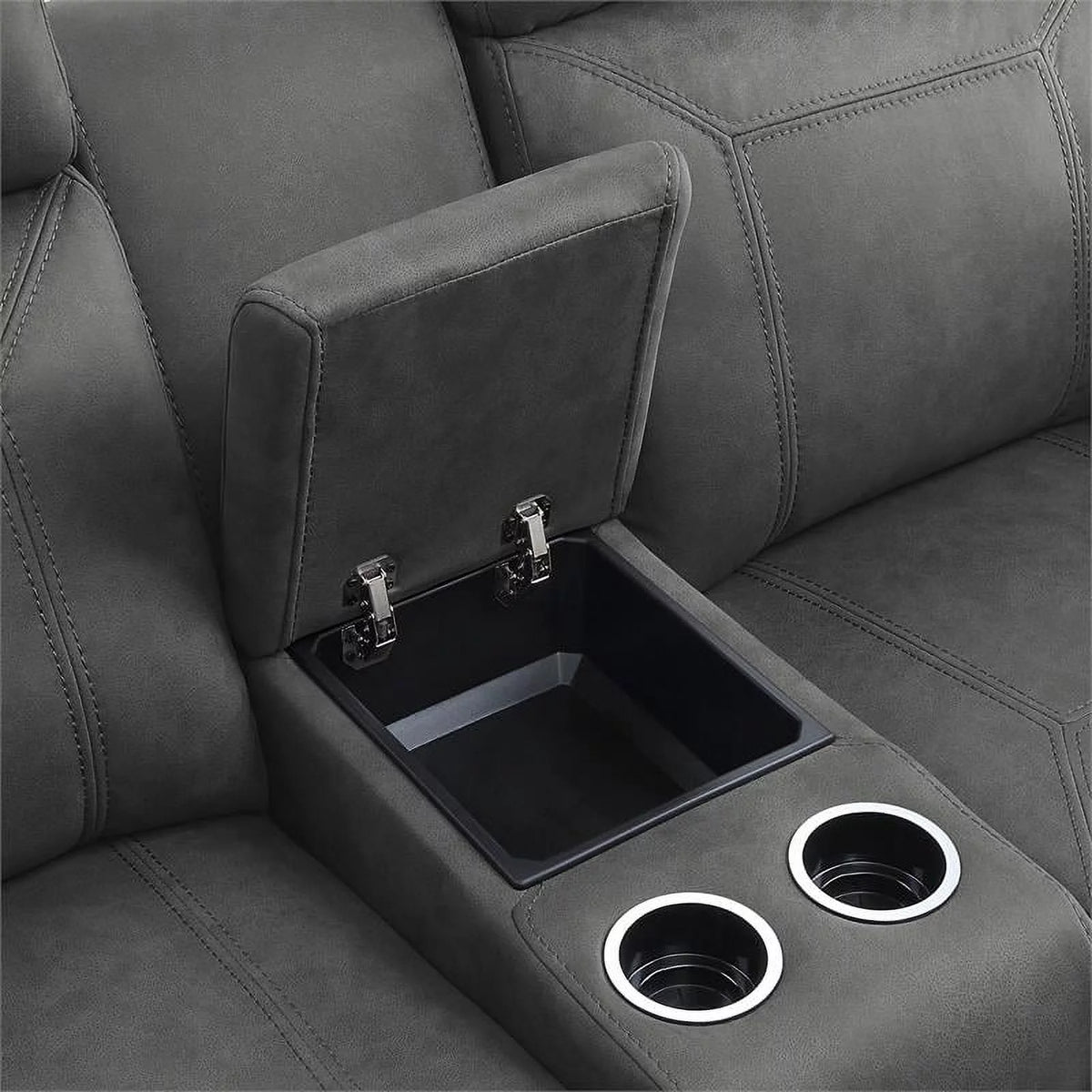 Gray Microfiber Double Glider Reclining Love Seat J6329