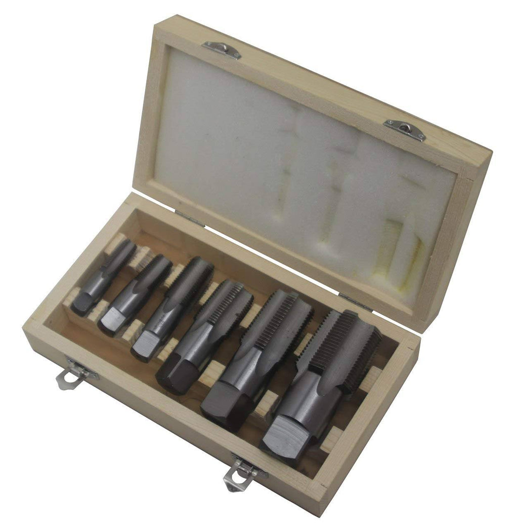 6 Piece High Speed Steel NPT Pipe Tap Set in Wooden A149