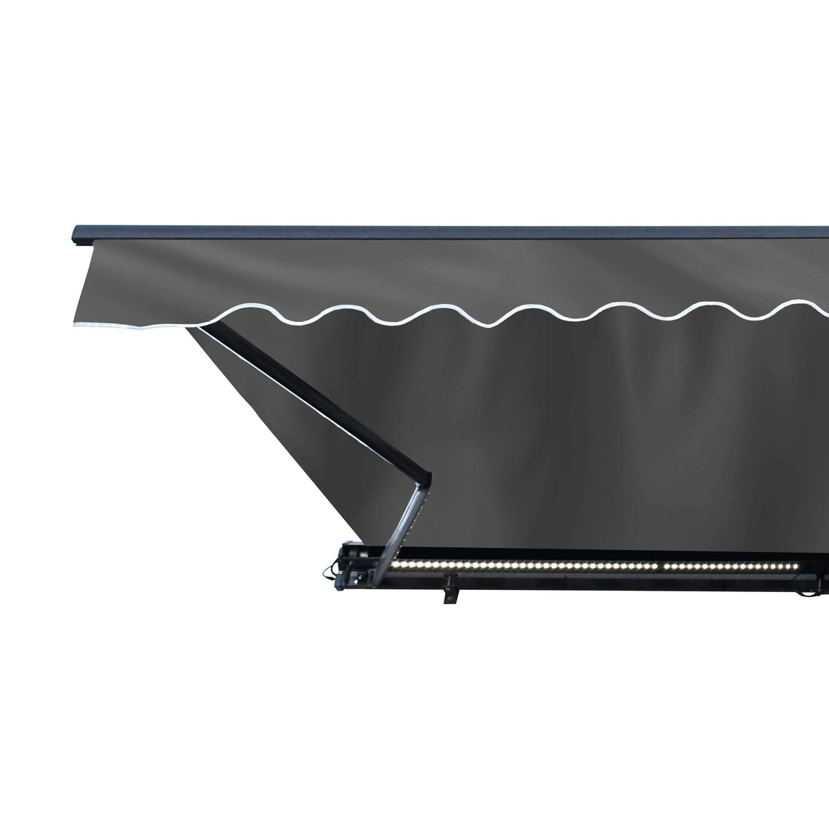 Gray LED Motorized Retractable Patio Awning E573991