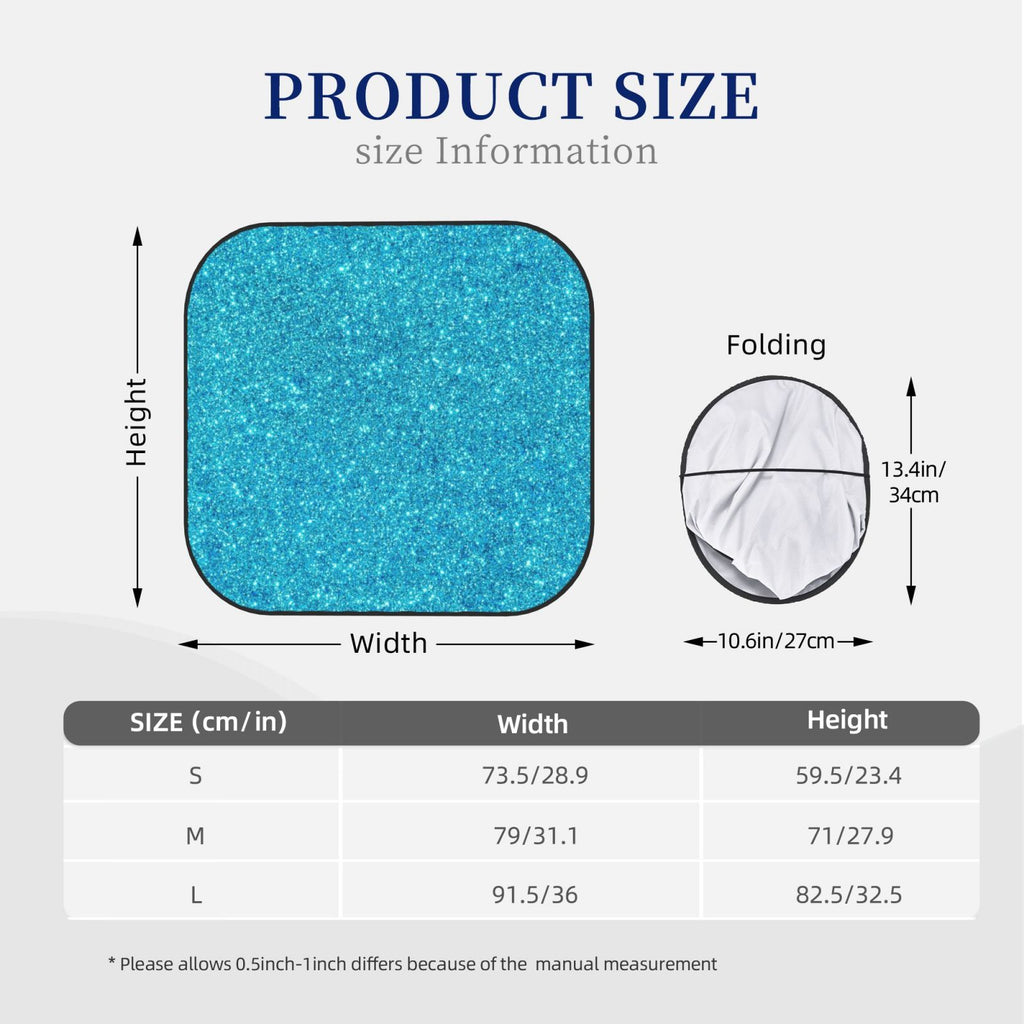 Blue Glitter Windshield Sun Shade 2-Piece Foldable Car Front Window Sunshade X684831