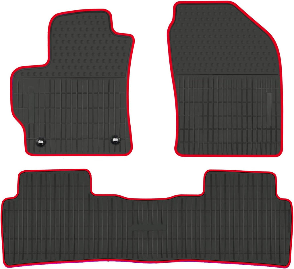 Car Rubber Floor Mat Custom Fit Toyota Corolla Sedan 2014-2019 Black Red M739